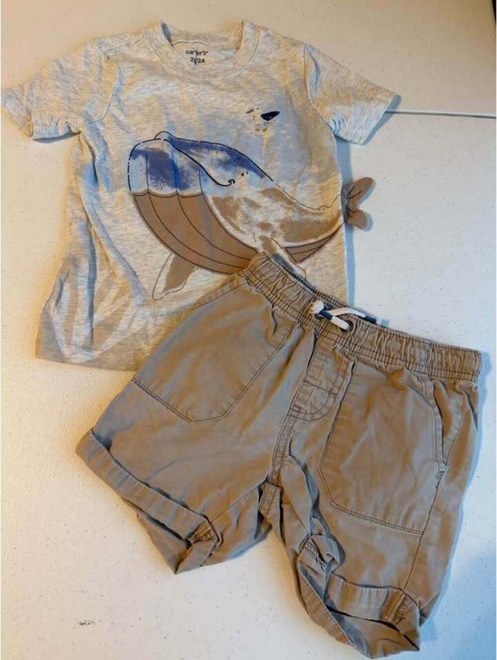 Carter's Whale T-Shirt and Cat & Jack Shorts Set, Size 2T